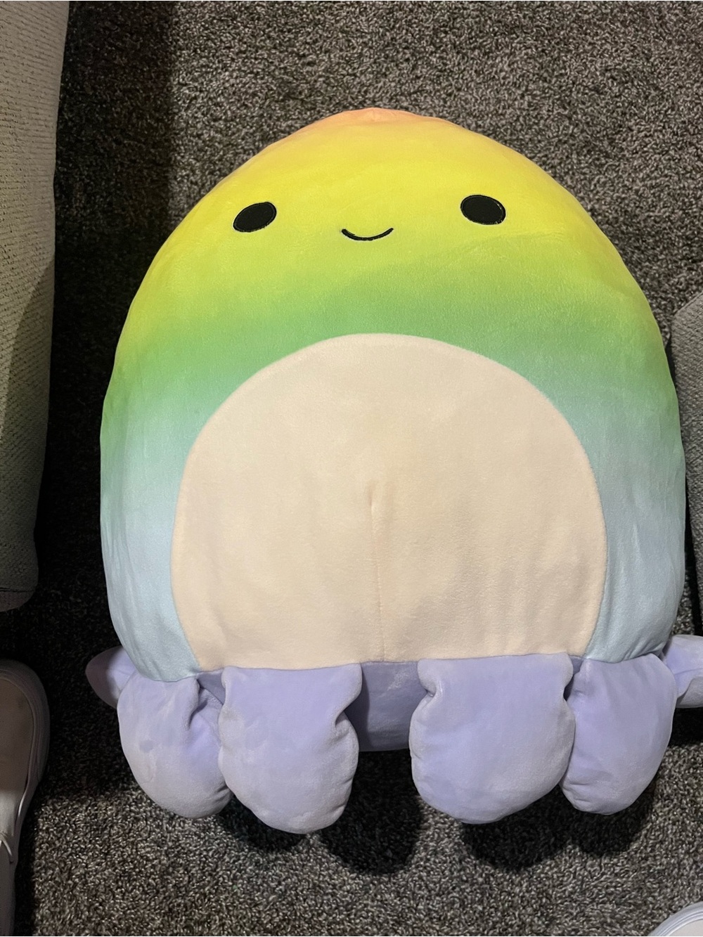Squishmallow Plush Rainbow Large Octopus Decorative Pillow - Yellow/Green/Blue